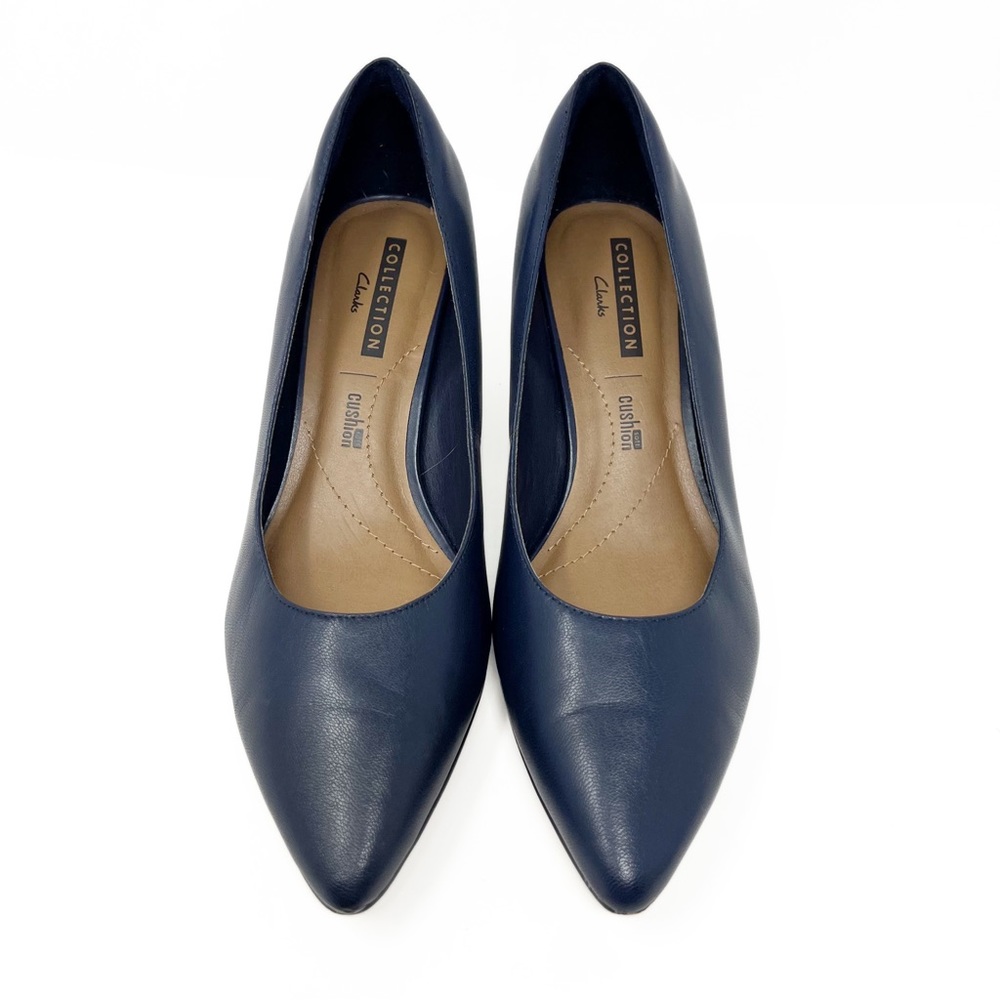 SOLD! Clarks Navy Blue Pointed Toe Pumps Heels - Picture 9 of 11